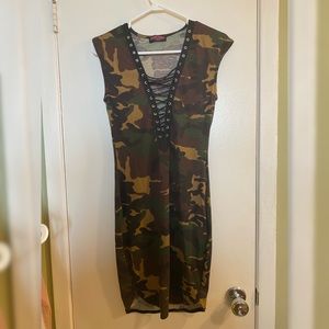 Camo, tight fitting dress